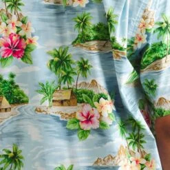 Go Barefoot Convertible-Collar Printed Cotton Shirt - Fiji Powder -Emporio Clothing Shop go barefoot convertible collar printed cotton shirt fiji powder p60515 886691 image