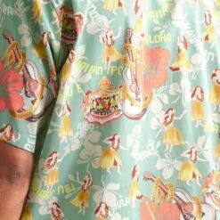 Go Barefoot Convertible-Collar Printed Cotton Shirt - Hula Royal -Emporio Clothing Shop go barefoot convertible collar printed cotton shirt hula royal p60511 886756 image