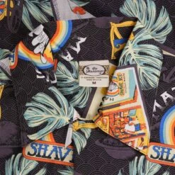 Go Barefoot Convertible-Collar Printed Cotton Shirt - Moto Black -Emporio Clothing Shop go barefoot convertible collar printed cotton shirt moto black p60514 908166 image