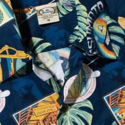 Go Barefoot Convertible-Collar Printed Cotton Shirt - Moto Navy -Emporio Clothing Shop go barefoot convertible collar printed cotton shirt moto navy p60513 886726 image