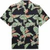 Go Barefoot Convertible-Collar Printed Cotton Shirt - Tiare Black