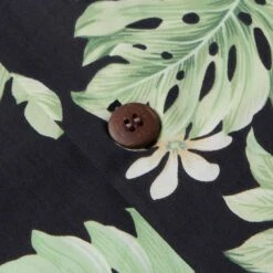 Go Barefoot Convertible-Collar Printed Cotton Shirt - Tiare Black -Emporio Clothing Shop go barefoot convertible collar printed cotton shirt tiare black p60517 886711 image