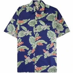 Go Barefoot Convertible-Collar Printed Cotton Shirt - Tiare Navy