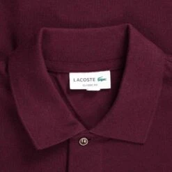 Lacoste L.12.12 Long Sleeve Heathered Cotton Polo Shirt - Bordeaux -Emporio Clothing Shop lacoste l 12 12 long sleeve heathered cotton polo shirt bordeaux p60484 885554 image