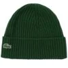 Lacoste Ribbed Wool Beanie - Green -Emporio Clothing Shop lacoste ribbed wool beanie green p59271 872464 image