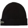 Lacoste Unisex Ribbed Wool Beanie - Black -Emporio Clothing Shop lacoste unisex ribbed wool beanie black p59644 879240 image
