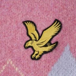 Lyle & Scott X Stuarts London Soft Italian Lambswool Argyle Chest Band V-Neck Jumper - Azalea Pink-Sky -Emporio Clothing Shop lyle scott x stuarts london soft italian lambswool argyle chest band v neck jumper azalea pink sky p51863 704961 image