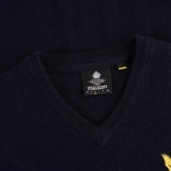 Lyle & Scott X Stuarts London Soft Italian Lambswool V-Neck Jumper - Dark Navy -Emporio Clothing Shop lyle scott x stuarts london soft italian lambswool v neck jumper dark navy p51871 705056 image