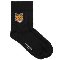 Maison Kitsune Fox Head Socks - Black