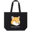 Maison Kitsune Fox Head Tote Bag - Black -Emporio Clothing Shop maison kitsune fox head tote bag black p57729 837423 image