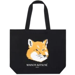 Maison Kitsune Fox Head Tote Bag - Black