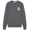 Maison Kitsune Mini Fox Head Intarsia Comfort Jumper - Dark Grey -Emporio Clothing Shop maison kitsune mini fox head intarsia comfort jumper dark grey p57734 839165 image