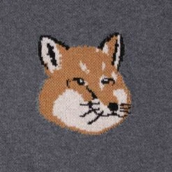 Maison Kitsune Mini Fox Head Intarsia Comfort Jumper - Dark Grey -Emporio Clothing Shop maison kitsune mini fox head intarsia comfort jumper dark grey p57734 839175 image