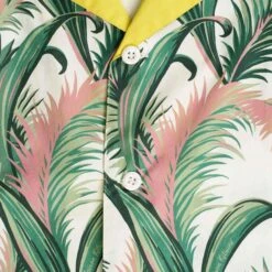 Maison Kitsune Palm Frond Print Resort Shirt - White -Emporio Clothing Shop maison kitsune palm frond print resort shirt white p59173 870942 image