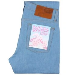 Naked And Famous Denim Sakura Sky Selvedge Weird Guy - Pale Indigo/Pink