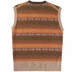 Nigel Cabourn Fairisle Knitted Vest - Brown -Emporio Clothing Shop nigel cabourn fairisle knitted vest brown p61141 907307 image