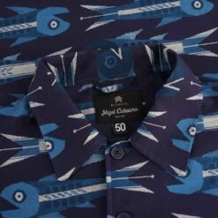 Nigel Cabourn Overshirt - Blue Aztec Fish Print -Emporio Clothing Shop nigel cabourn overshirt blue aztec fish print p51725 703215 image