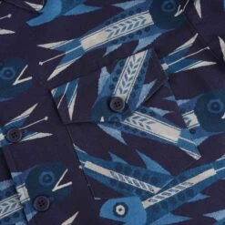 Nigel Cabourn Overshirt - Blue Aztec Fish Print -Emporio Clothing Shop nigel cabourn overshirt blue aztec fish print p51725 703219 image