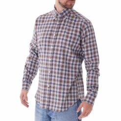 None Of The Above Check Shirt - Navy/Brown -Emporio Clothing Shop none of the above check shirt navy brown p43216 420850 image