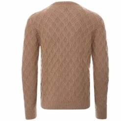 None Of The Above Diamond Textured Jumper - Camel -Emporio Clothing Shop none of the above diamond textured jumper camel p51469 694731 image