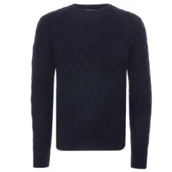 None Of The Above Diamond Textured Jumper - Navy