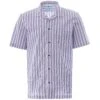 None Of The Above Made In Italy Stripe Short Sleeve Shirt - White/Navy