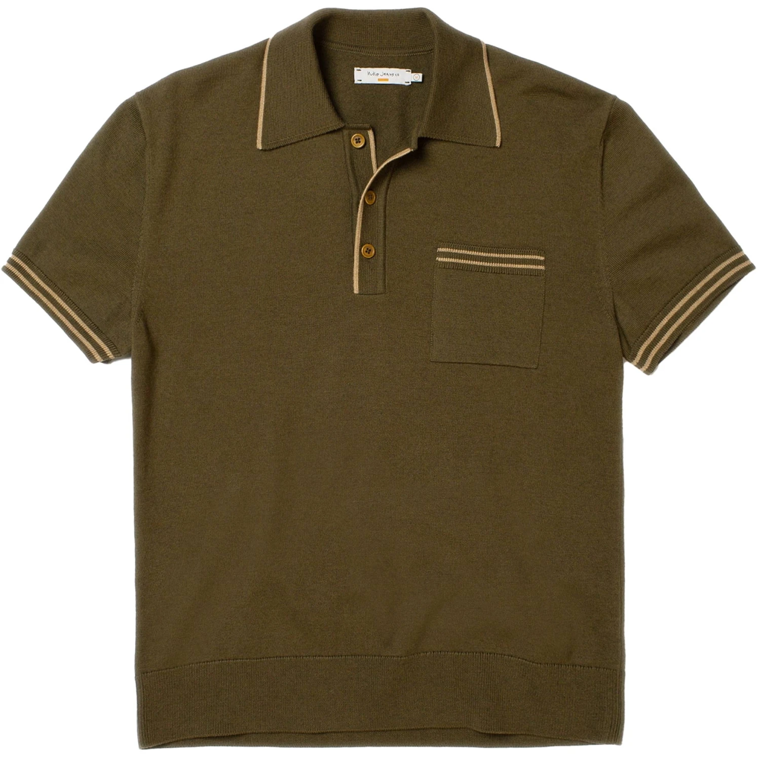 Nudie Jeans Frippe Polo Club Shirt - Olive 3 Nudie Jeans Frippe Polo Club Shirt - Olive