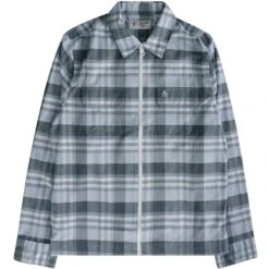 Original Penguin Plaid Stretch Zip Shirt - Cerulean