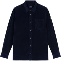 Paul And Shark Garment Dyed Cotton Velvet Overshirt - Navy Blue