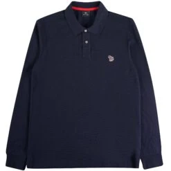 Paul Smith Long-Sleeve Zebra Logo Polo Shirt - Dark Navy