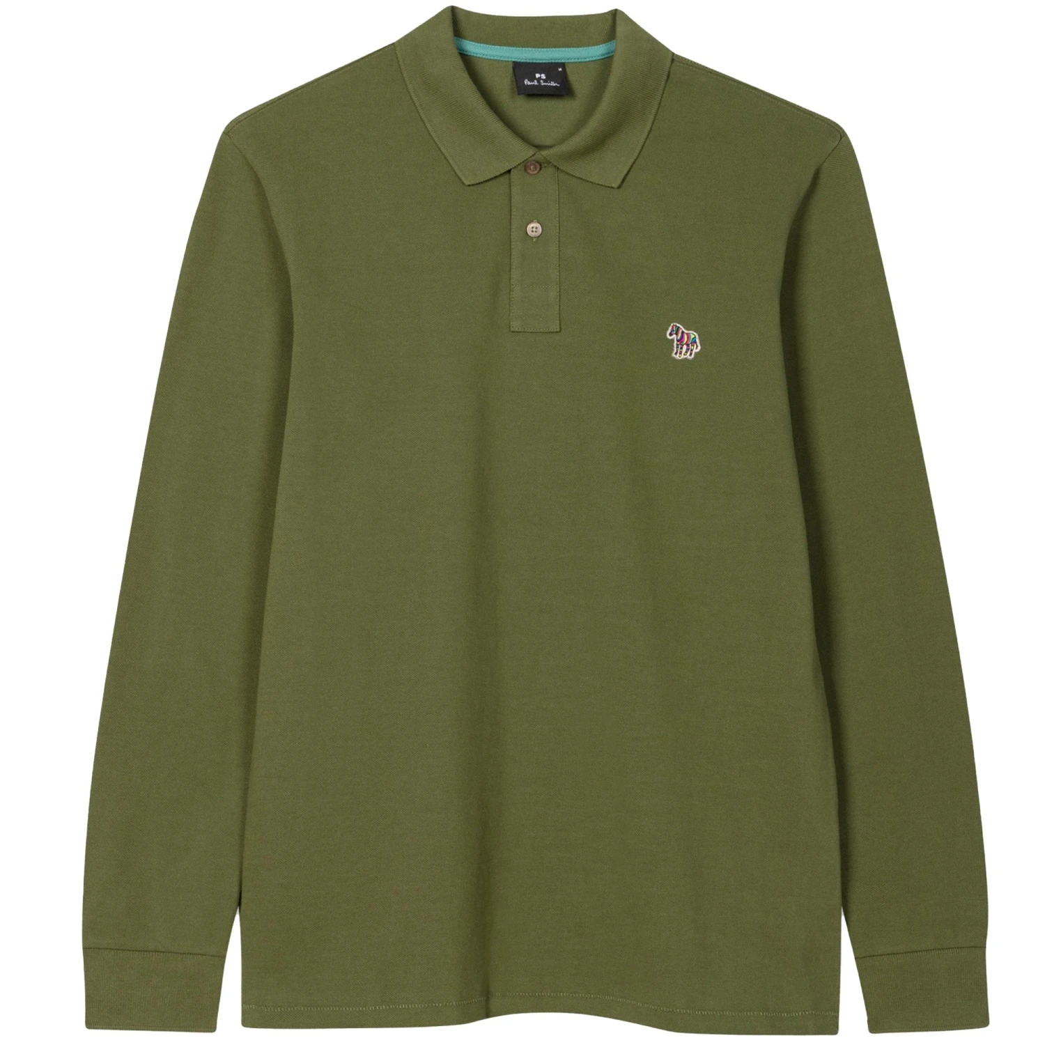 Paul Smith Long-Sleeve Zebra Logo Polo Shirt - Military Green 3 Paul Smith Long-Sleeve Zebra Logo Polo Shirt - Military Green