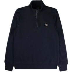 Paul Smith Zebra Logo Zip-Neck Sweatshirt - Dark Navy