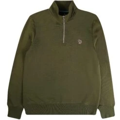 Paul Smith Zebra Logo Zip-Neck Sweatshirt - Military Green