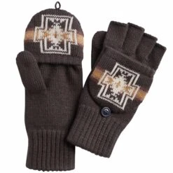 Pendleton Woolen Mills Convertible Fingerless Mittens - Harding Charcoal