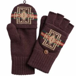Pendleton Woolen Mills Convertible Fingerless Mittens - Harding Maroon