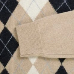 Pringle Of Scotland V Neck Argyle Jumper - Camel And Navy -Emporio Clothing Shop pringle of scotland v neck argyle jumper camel and navy p59525 879584 image