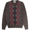 Pringle Of Scotland V Neck Argyle Jumper - Dark Brown -Emporio Clothing Shop pringle of scotland v neck argyle jumper dark brown p59527 879461 image