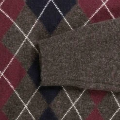 Pringle Of Scotland V Neck Argyle Jumper - Dark Brown -Emporio Clothing Shop pringle of scotland v neck argyle jumper dark brown p59527 879473 image
