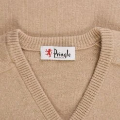 Pringle Of Scotland V Neck Jumper - Camel -Emporio Clothing Shop pringle of scotland v neck jumper camel p59513 879848 image