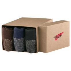 Red Wing Deep Toe Capped Crew Socks 3 Pack - Black/Brown/Navy