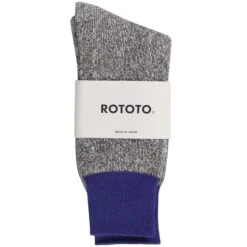 RoToTo Socks Double Face Crew Neck Socks - Blue And Grey