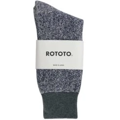RoToTo Socks Double Face Crew Neck Socks - Grey And Navy