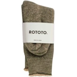 RoToTo Socks Double Face Crew Socks - Green Brown