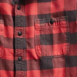 RRL By Ralph Lauren Plaid Twill Work Shirt - Red Check -Emporio Clothing Shop rrl by ralph lauren plaid twill work shirt red check p59422 875473 image