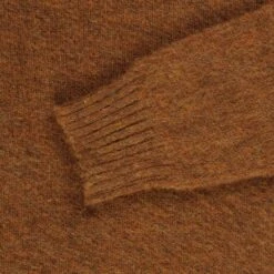 Shetland Woollen Co. Shaggy Knit Crew Neck Sweater - Burnt Umber -Emporio Clothing Shop shetland woollen co shaggy knit crew neck sweater burnt umber p61268 908619 image