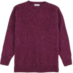 Shetland Woollen Co. Shaggy Knit Crew Neck Sweater - Raspberry