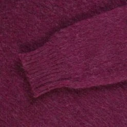 Shetland Woollen Co. Shaggy Knit Crew Neck Sweater - Raspberry -Emporio Clothing Shop shetland woollen co shaggy knit crew neck sweater raspberry p61269 908635 image