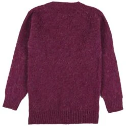 Shetland Woollen Co. Shaggy Knit Crew Neck Sweater - Raspberry -Emporio Clothing Shop shetland woollen co shaggy knit crew neck sweater raspberry p61269 908639 image