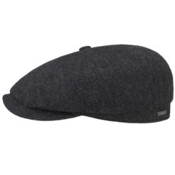 Stetson Hats Hatteras Classic Wool Flat Cap - Dark Grey