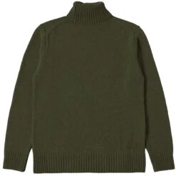 Universal Works Eco Wool Roll Neck Knit - Olive -Emporio Clothing Shop universal works eco wool roll neck knit olive p59706 883423 image